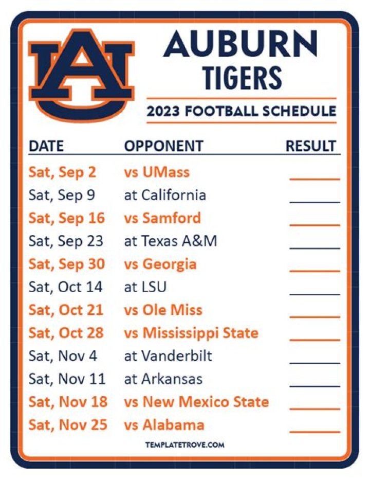 2023 Auburn Football Schedule | College Football Network