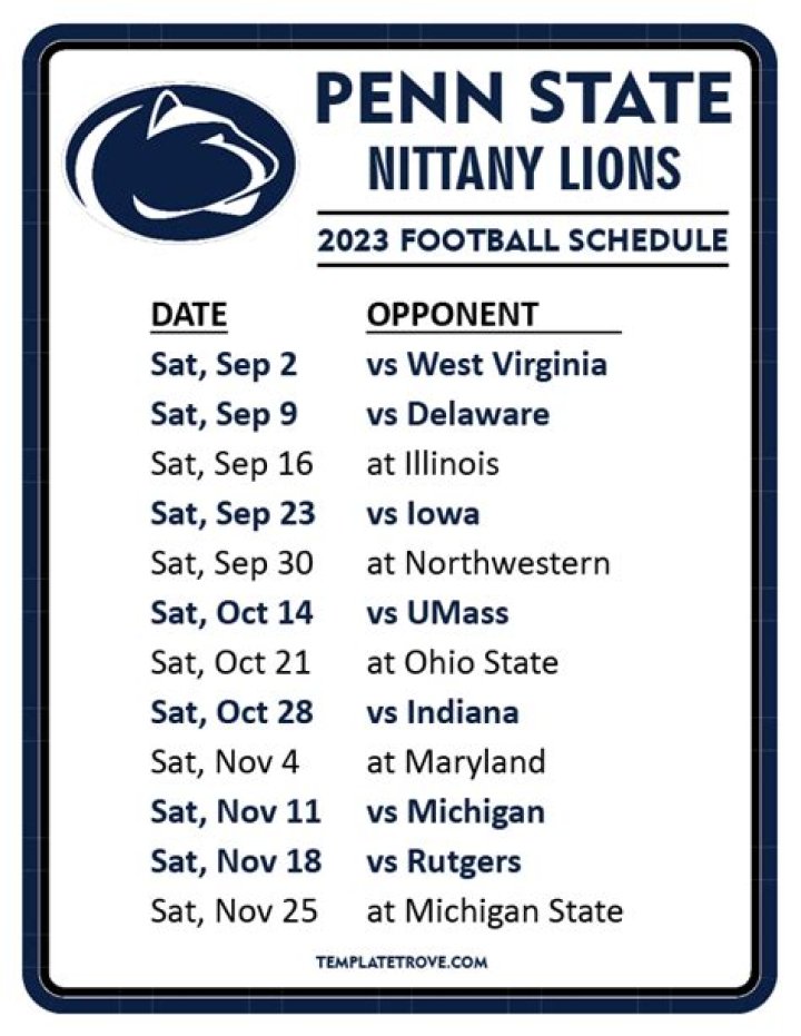 2023 Penn State Football Schedule