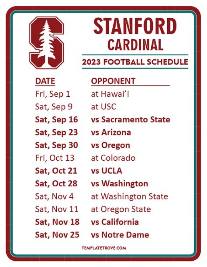 2023 Stanford Football Schedule | College Football Network