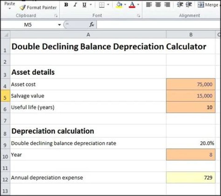 Double Declining Balance Depreciation Calculator