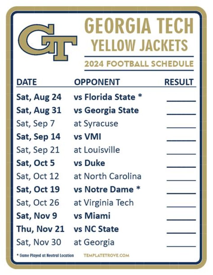 Georgia Tech 2024 Football Schedule: Future Opponents