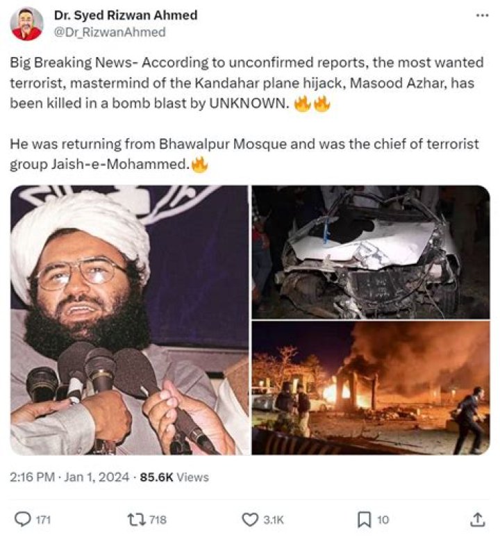 Masood Azhar Death News And Obituary: Killed By Unknown Man